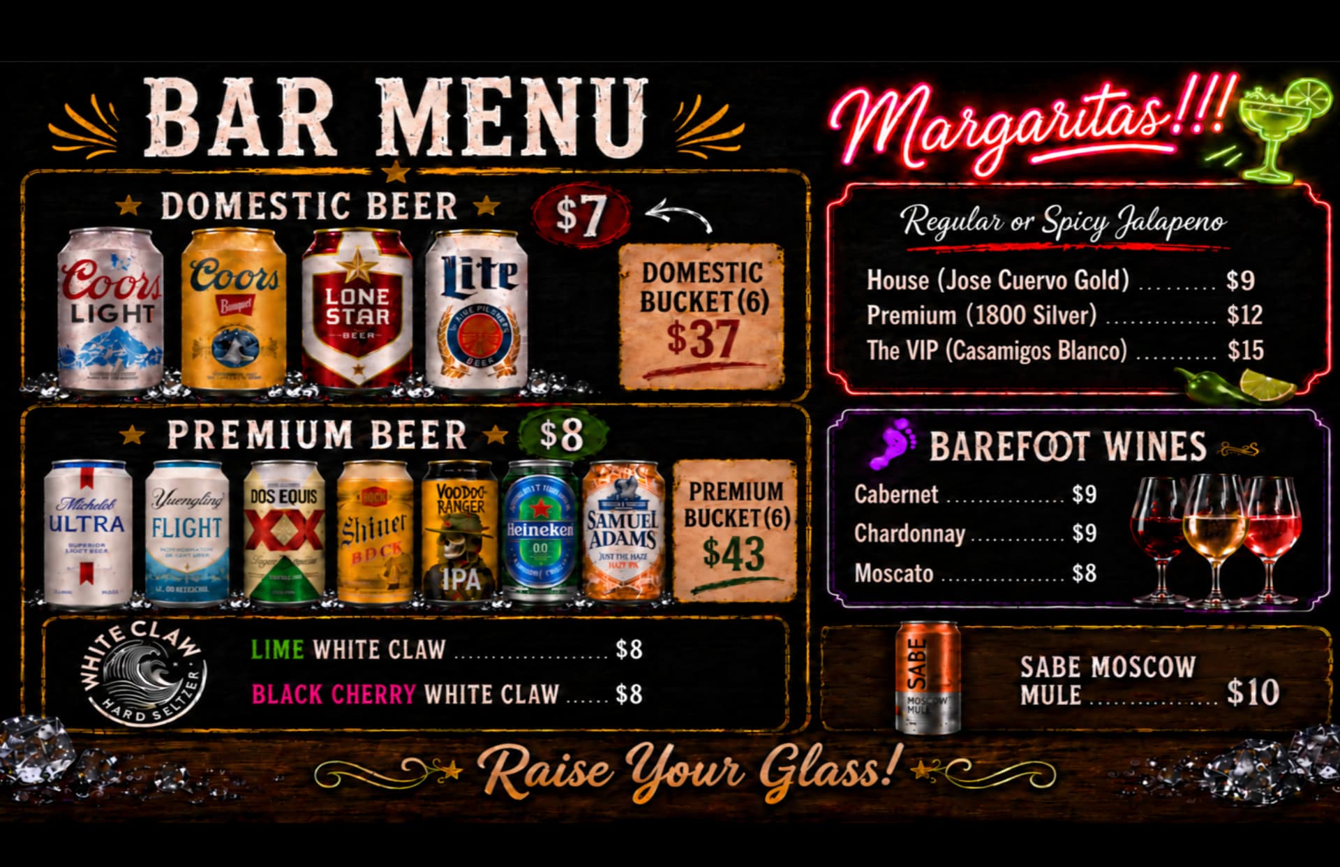 Red River Station bar menu