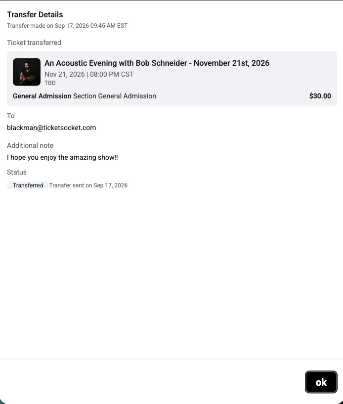 Your transfer confirmation screen