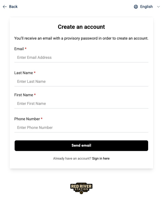 New here? Select "Sign up here" to register