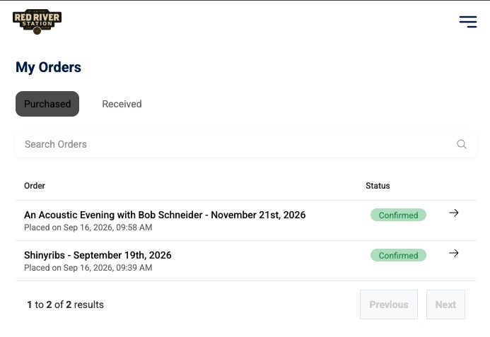 Your list of purchased orders